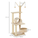 Tiragraffi Multiattività per Gatti in Legno Sisal 40x40x121 cm  Beige