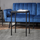 Set 2 Tavolini con Ripiano in Vetro e Struttura in Acciaio Nero