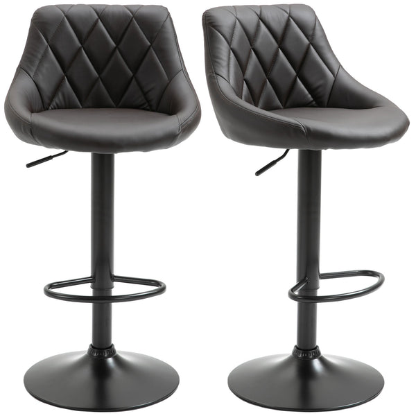 Set 2 Sgabelli da Bar 46,5x48x84,5-106,5 cm in Similpelle Marrone acquista