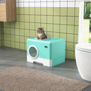 Lettiera per Gatti con Coperchio e Paletta 52x41x38.5 cm Verde      