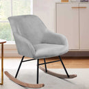 Poltrona Sedia Dondolo Relax Tessuto e Metallo Imbottita Design Moderno Grigio