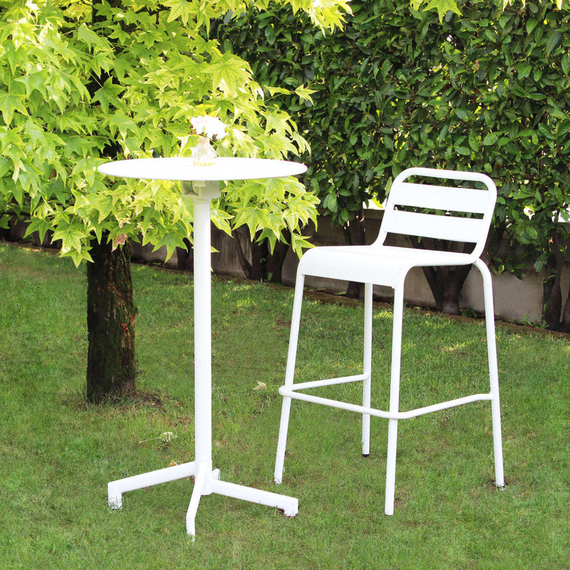 Sgabello Alto Vega 50x51x95 h cm in Acciaio Bianco