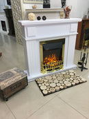 Camino Elettrico da Pavimento 99,7x103,4x27 cm Effetto Fiamma 2000W Marina & Galileo gold Bianco