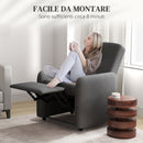 Poltrona Relax  Reclinabile 115° max con Poggiapiedi 76x78,5x102 cm Grigio   
