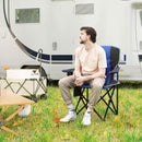 Sedia da Campeggio Pieghevole con Tasca e Portabicchieri Blu    