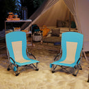 Set 2 Sedie da Spiaggia e Campeggio in Tessuto Pieghevoli con Braccioli con Borsa di Trasporto Blu  