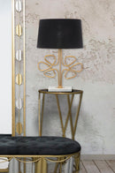 Lampada da Tavolo Glam Roudy Ø39x65 cm in Ferro Plastica e Poliestere Nero e Oro