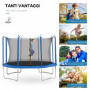 Trampolino Tappeto Elastico Ø370x275 cm in Acciaio con Rete e Bordo Imbottito Blu e Nero