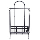 Portalegna Legnaia in Ferro 45x40x78 cm Max 100Kg con Attrezzi  Nero