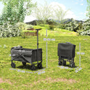 Carrello Pieghevole 64x40x60-84 cm Capacità 41L con 4 Ruote per Campeggio Giardino in Metallo e Tessuto Oxford Nero      