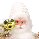 Babbo natale in tessuto oro e bianco con sacco regali cm xh45