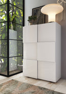 Mobile Multiuso 2 Ante con 5 Ripiani 78x36x115,5 cm Modello Dama Bianco Lucido