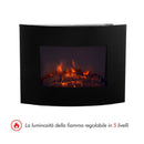 Camino Elettrico da Parete Effetto Fiamma 900W/1800W Nero 