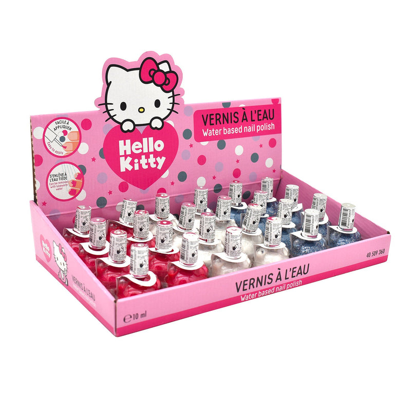 Set 24 Smalti Hello Kitty per Bambini a Base Acqua 10 ml Rosa Blu e Bianco