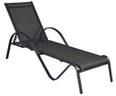 Lettino Prendisole da Giardino 202x64x53 cm Telaio in Alluminio e Textilene Nero
