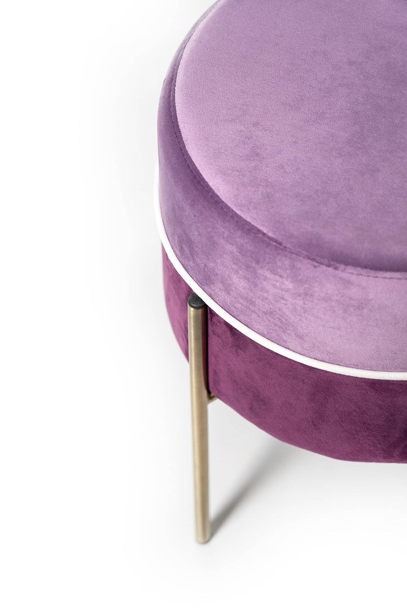 Pouf Imbottito Ø41x40 cm in Velluto Viola e Lilla