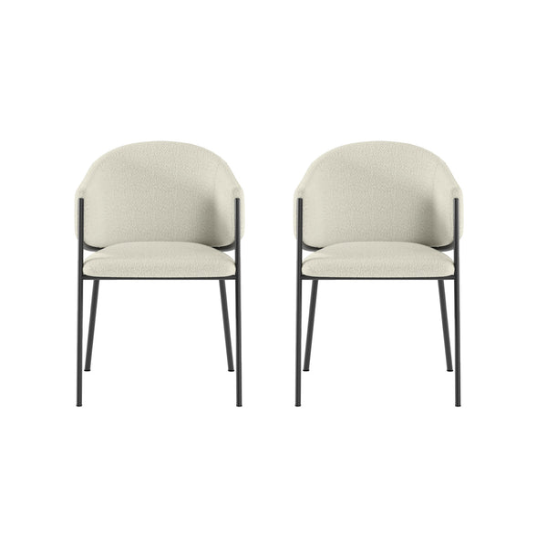 sconto Set 2 Sedie Medea 53x60x78 cm in Tessuto Easy-Clean Bouclé Avorio