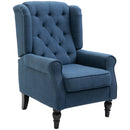 Poltrona per Salotto in Stile Francese con Seduta Imbottita e Cuscini 74x86x102 cm in Poliestere Blu