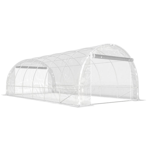 Serra a Tunnel 3x6x2 m con Porte Avvolgibili Telaio in Acciaio e Copertura in PE Anti-UV Trasparente sconto