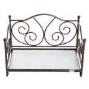 Lettino Cuccia per Cani e Gatti Struttura in Metallo con Cuscino Marrone 65x42x42 cm 