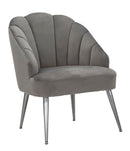 Poltrona Shell Grigia 65x69x84 cm in Legno Spugna Poliestere e Acciaio Grigio