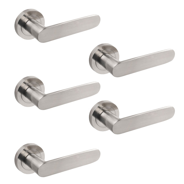 online Maniglie Bunbury per Porta da Interno con Rosetta Ø50 mm Alluminio Nickel Satinato 5 Sets. Emuca