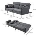 Divano Letto Singolo Clic Clac 189x91x84 cm Schienale Reclinabile e 2 Cuscini Grigio  
