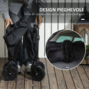 Carrello da Giardino 90x48x62 cm da 120L Pieghevole in Acciaio e Poliestere Nero 