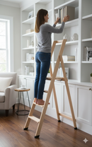 Scala Pieghevole in Legno 4 Gradini H88 cm Naturale