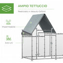 Pollaio Gabbia per Galline da Esterno 200x105x172 cm con Telo di Protezione in Oxford Argento