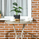 Set Tavolino con Piano in Vetro e 2 Poltrone da Giardino in Rattan PE Acciaio e Poliestere Cachi