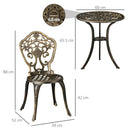 Set 3 Pezzi da Esterno con 2 Sedie da Giardino e Tavolino Rotondo con Foro per Ombrellone in Alluminio Bronzo      