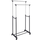 Stand Appendiabiti Doppio con Ruote Stender Regolabile in Altezza 80x40x160cm