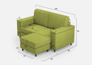 Divano 2 Posti con Pouf 168x145x85 cm Marrak in Tessuto Verde
