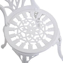 Set Tavolino e 2 Sedie da Giardino in Alluminio Bianco
