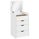 Tavolo da Trucco 3 in 1 con Specchio 50x40x78 cm Vano 2 Cassetti e Sgabello in Legno Bianco      