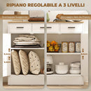 Credenza Moderna 68,6x35x90,3A cm 2 Cassetti e Armadietto 2 Ante Ripiano Interno Regolabile Bianco e Legno      