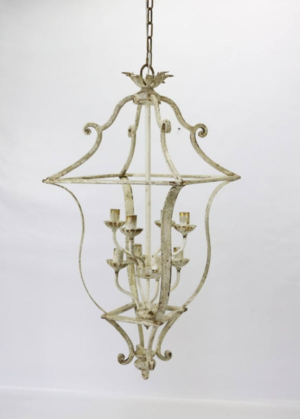 Lampadario 8 Luci in Metallo 45x98x45cm Sbiancato prezzo