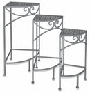 Set 3 Tavolini Angolari da Giardino in Ferro Battuto Soriani Grigio