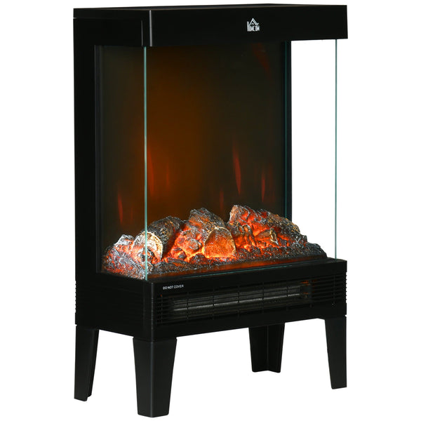 sconto Camino Elettrico 2000W 40,5x20x62 cm con LED Effetto Fiamma Nero
