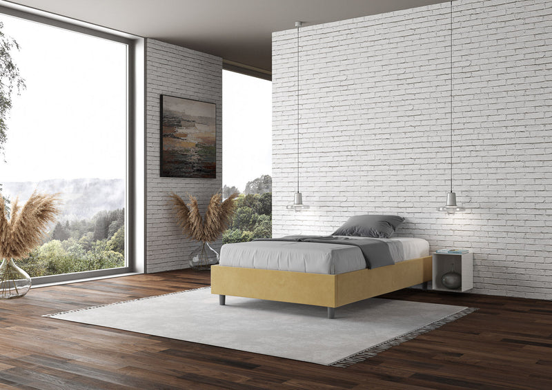 Letto Matrimoniale Francese Azelia Ocra Varie Misure