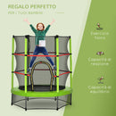 Trampolino Tappeto Elastico per Bambini Ø140x160 cm in Metallo Verde e Nero