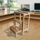 Sgabello scala ripieghevole a ribalta 37x23xh60 cm 3 gradini in legno