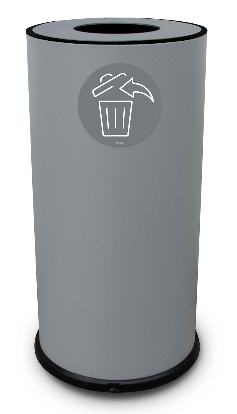 Pattumiera Per Raccolta Differenziata Ø35xh72 cm In Acciaio Verniciato 1 Scomparto Grigio
