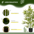 Pianta di Bambù Artificiale Alta 90 cm da 504 Foglie con Vaso in Cemento Ø15x12.5 cm in PEVA e PP Verde      