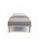 Letto Singolo con Rete Rivestita Microfibra Azzurro Tessis Varie Misure