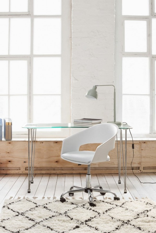 Scrivania Rondò 120x60 in Vetro Bianca