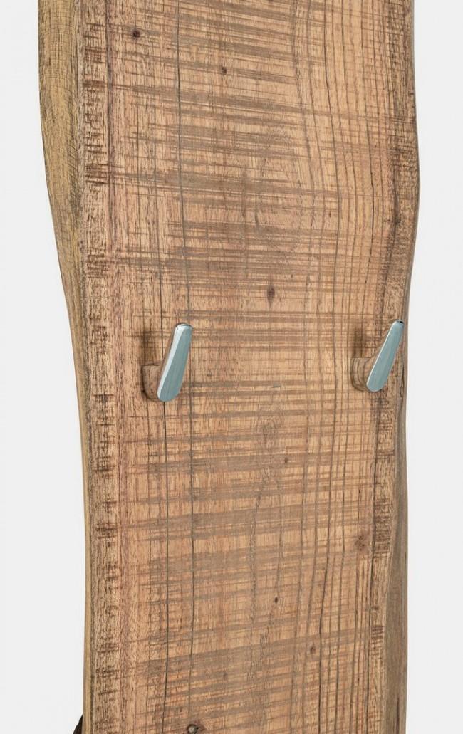 Set 2 Appendiabiti da Parete in Legno Ganci in Acciaio