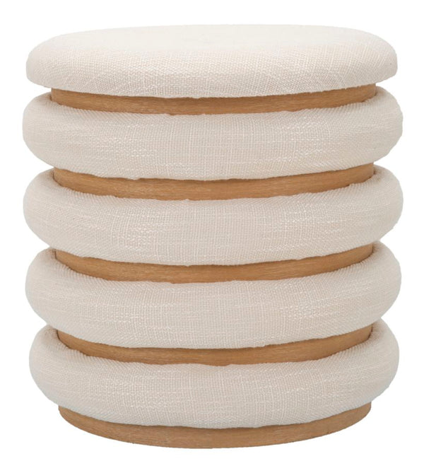 sconto Puff Damasco Line Ø40x42 cm in MDF e Spugna e Poliestere e Cotone Naturale