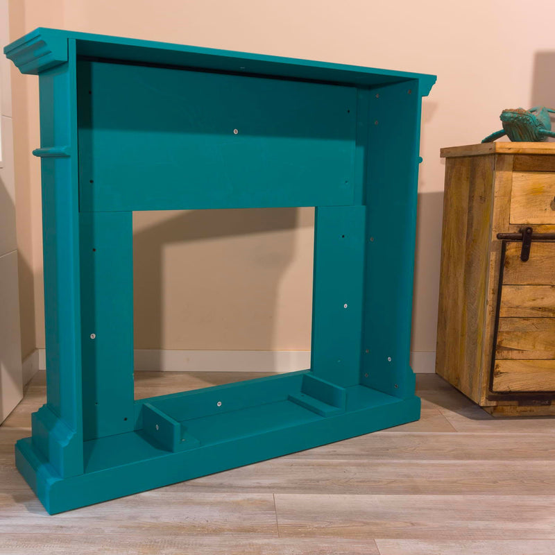 Cornice da Pavimento per Inserto Camino Elettrico 114x28,2x102,2 cm in MDF Sined Caldera Turchese